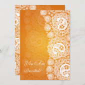 Elegantes Brautparty Paisley Lace Orange Einladung (Vorne/Hinten)