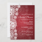 Elegantes Brautparty Paisley Lace Red Einladung (Rückseite)