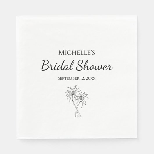 Elegantes Brautparty Palmen Bäume Moderne Tropisch Serviette (Vorderseite)
