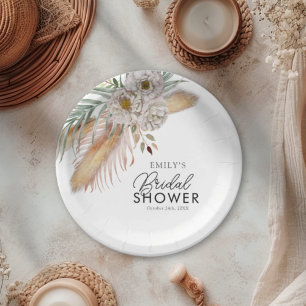 Elegantes Brautparty Pampas & Palm Pappteller