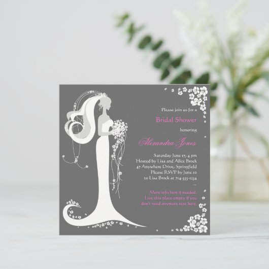 Elegantes Brautparty Party Ankündigung (Stehend Vorderseite)