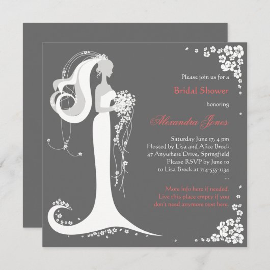 Elegantes Brautparty Party Ankündigung (Vorne/Hinten)