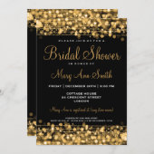 Elegantes Brautparty Party Glitzern Gold Einladung (Vorne/Hinten)