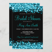 Elegantes Brautparty Party Glitzern Türkis Einladung (Vorne/Hinten)