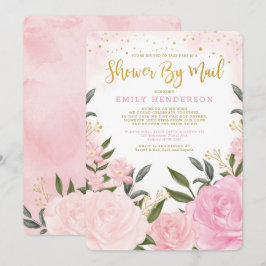 Elegantes Brautparty per Mail Rosa Blütenfarben Einladung