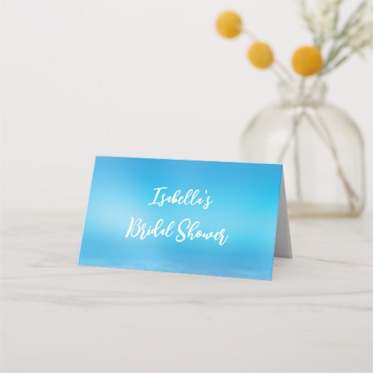 Elegantes Brautparty Platzkarte Blau (Rückseite)