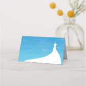 Elegantes Brautparty Platzkarte Blau (Vorderseite)