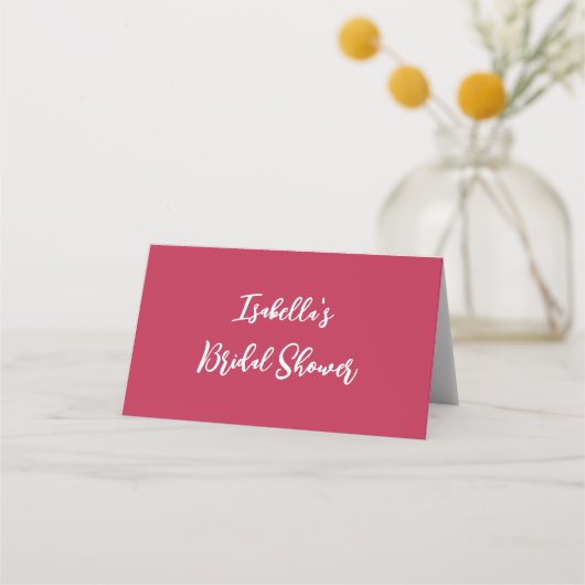 Elegantes Brautparty Platzkarte Viva magenta (Rückseite)