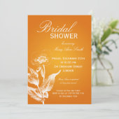 Elegantes Brautparty Poppy Orange Einladung (Stehend Vorderseite)