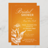 Elegantes Brautparty Poppy Orange Einladung (Vorne/Hinten)