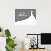 Elegantes Brautparty Poster, graue Leinen Poster (Heimbüro)