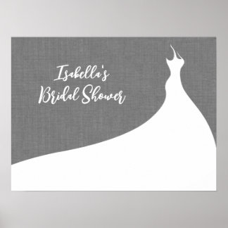 Elegantes Brautparty Poster, graue Leinen Poster