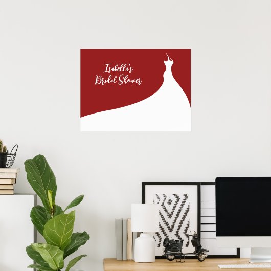 Elegantes Brautparty Poster rot (Heimbüro)