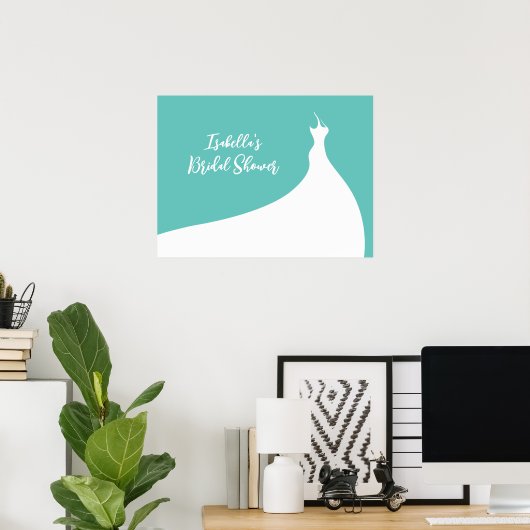 Elegantes Brautparty Poster türkis (Heimbüro)