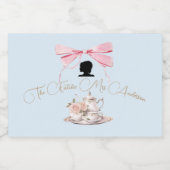 Elegantes Brautparty Regency Bow Silhouette Blue Schaumweinetikett (Einzelnes Label)