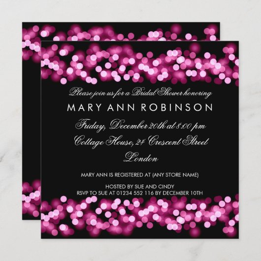 Elegantes Brautparty Rosa Hollywood Glam Einladung (Vorne/Hinten)