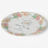 Elegantes Brautparty Rosa, weiß gestrichen, floral Pappteller (Schrägansicht)