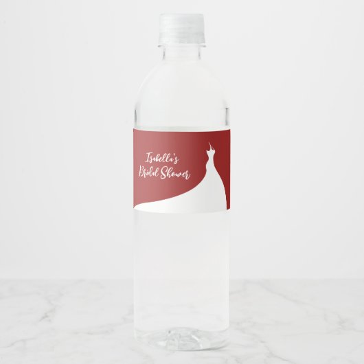 Elegantes Brautparty Rotes Wasser Flasche Etikett (Vorderseite)
