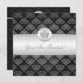 Elegantes Brautparty Royal Crown Black Einladung (Vorne/Hinten)