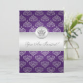 Elegantes Brautparty Royal Crown Lila Einladung (Stehend Vorderseite)