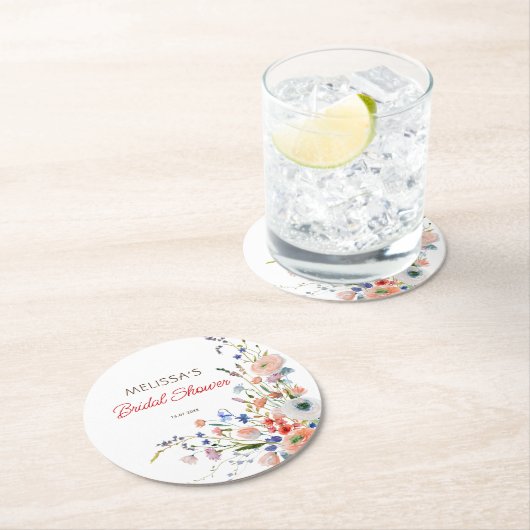 Elegantes Brautparty Runder Pappuntersetzer (Vor Ort)