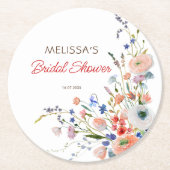 Elegantes Brautparty Runder Pappuntersetzer (Vorderseite)