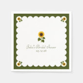 Elegantes Brautparty Rustikale Sonnenblume Grün Serviette (Vorderseite)