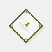 Elegantes Brautparty Rustikale Sonnenblume Grün Serviette (Ecke)