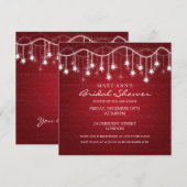 Elegantes Brautparty Schimmersteine Rot Einladung (Vorne/Hinten)