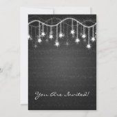 Elegantes Brautparty Schwarze Sterne Einladung (Rückseite)