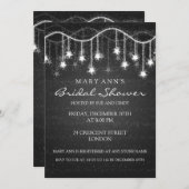 Elegantes Brautparty Schwarze Sterne Einladung (Vorne/Hinten)