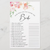 Elegantes Brautparty-Spiel mit Pink-Flora (Vorderseite)