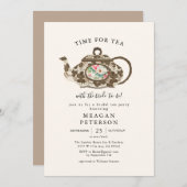 Elegantes Brautparty Tea Party Einladung (Vorne/Hinten)