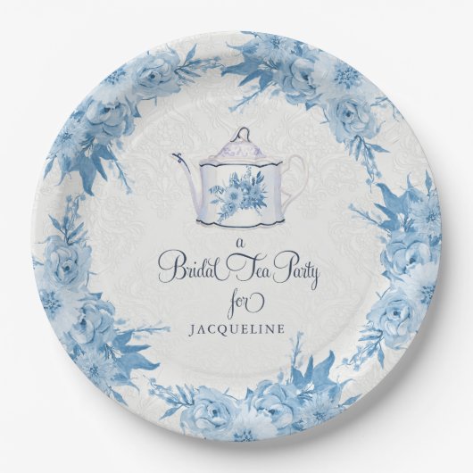 Elegantes Brautparty Tea Party Pappteller (Vorderseite)