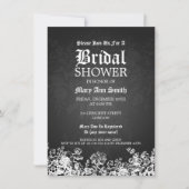 Elegantes Brautparty Viktorianisch Geblüht Schwarz Einladung (Vorderseite)