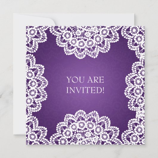 Elegantes Brautparty Vintag Lace Lila Einladung (Vorderseite)