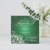 Elegantes Brautparty Vintagen Wirbel Grün Einladung (Stehend Vorderseite)