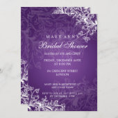 Elegantes Brautparty Vintagen Wirbel Lila Einladung (Vorne/Hinten)