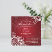 Elegantes Brautparty Vintagen Wirbel Rot Einladung (Stehend Vorderseite)