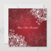 Elegantes Brautparty Vintagen Wirbel Rot Einladung (Rückseite)