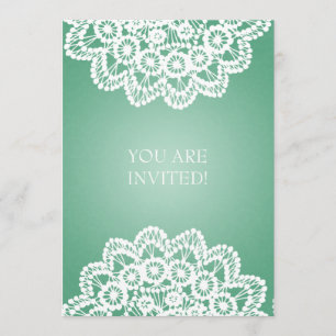 Elegantes Brautparty-Vintages Spitze-Minzen-Grün Einladung