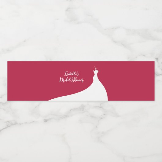 Elegantes Brautparty Viva magenta Wasserflaschenetikett (Einzelnes Label)