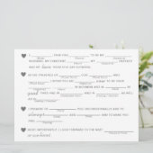 Elegantes Brautparty Vows Improvisation Game (Stehend Vorderseite)