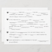 Elegantes Brautparty Vows Improvisation Game (Vorne/Hinten)