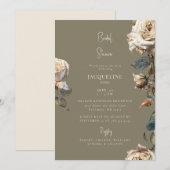 Elegantes Brautparty warme Töne Weiß getrocknete R Einladung (Vorne/Hinten)