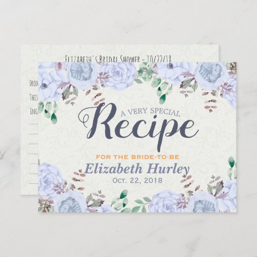 Elegantes Brautparty Wasserfarbe Einladungspostkarte (Vorne/Hinten)