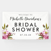 Elegantes Brautparty Wasserfarbe Rosa Rosa Banner (Horizontal)