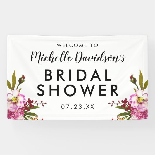 Elegantes Brautparty Wasserfarbe Rosa Rosa Banner (Horizontal)