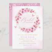 Elegantes Brautparty Wasserfarbe Rosa Rosa Einladung (Vorne/Hinten)