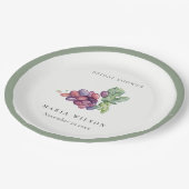 Elegantes Brautparty Wasserfarbe Traubenblätterung Pappteller (Schrägansicht)